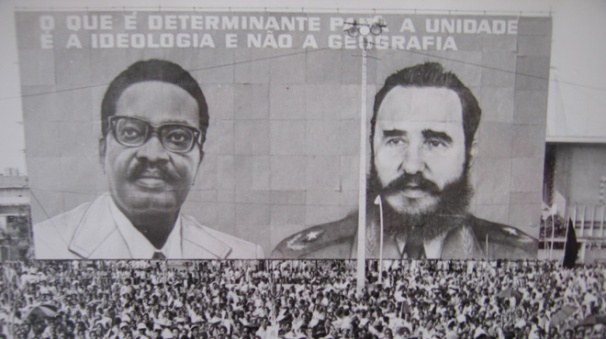 Poster of President Agostinho Neto and Fidel Castro after Angolan independence celebration