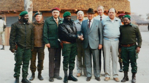 South African President PW Botha visits Angolan Rebel leader Jonas Savimbi